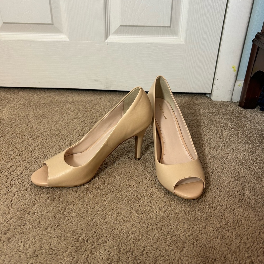 Cole Haan Nude Peep-Toe Pumps